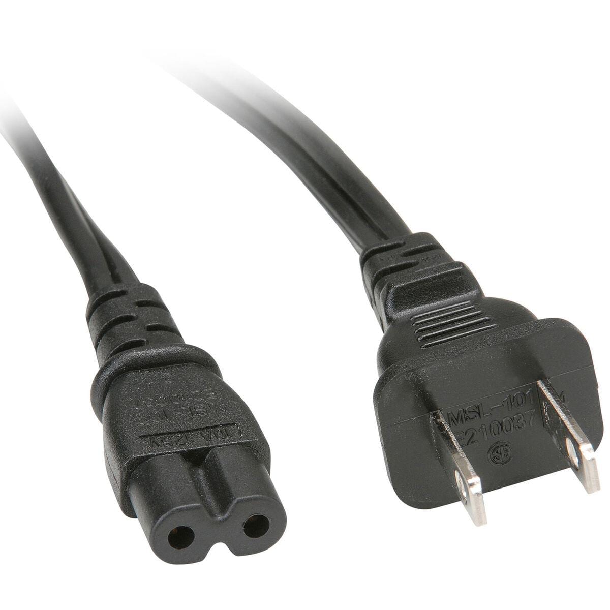 AC Power Cord NEMA 1-15P to IEC-60320-C7 18 AWG 2C 7A SPT-2 125V Black 6 ft.